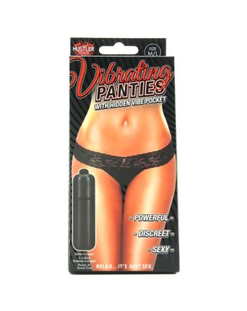 Vibrating Panties with Hidden Vibe Pocket Black in M/L