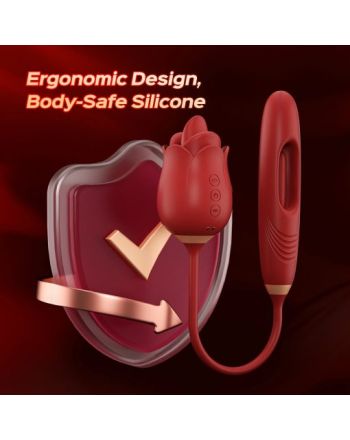 Rozi – Rose Biting-Mouth, Tongue Clit Stimulator with Tapping G-Spot Vibrator